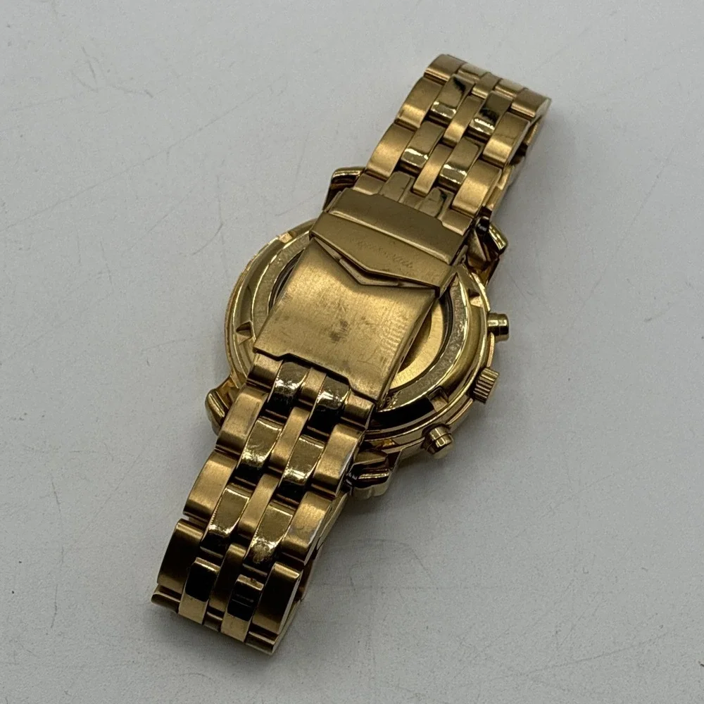 Rousseau R183-809 Gold Stainless Steel Automatic Dress Watch Blue Dial 3 ATM